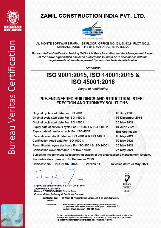 ISO 9001:2015, ISO 14001:2015 and ISO 45001:2018